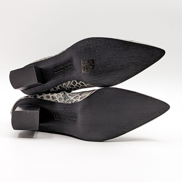 Freda Salvador Women Fia Croc Embossed Pointy Toe Heeled Leather boots size 8.5 - Picture 6 of 10